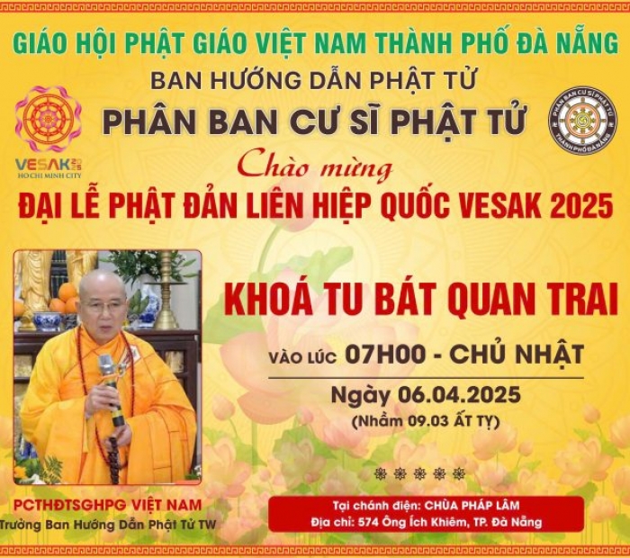 Hải Châu : Phân ban Cư sĩ Phật tử thành phố tổ chức khoá tu với chủ đề “ Hạnh Phúc Là Người Con Phật”